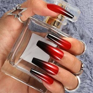 Red and Black Ombre Nails